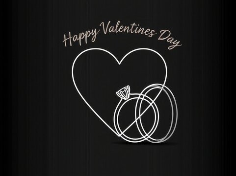 Happy Valentine's Day heart and wedding ring illustration