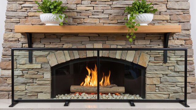 Modern Stone Gas Fireplace