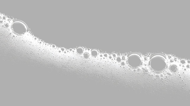 White soap foam and bubbles wave on transparent background. Realistic soapy lather for cosmetic and hygiene design. Clean shampoo or detergent suds texture