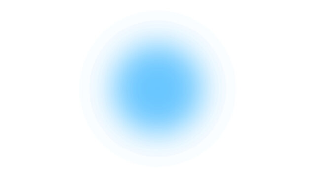 Cyan blue radial glow light effect centered on transparent checker background for digital spotlight illumination.