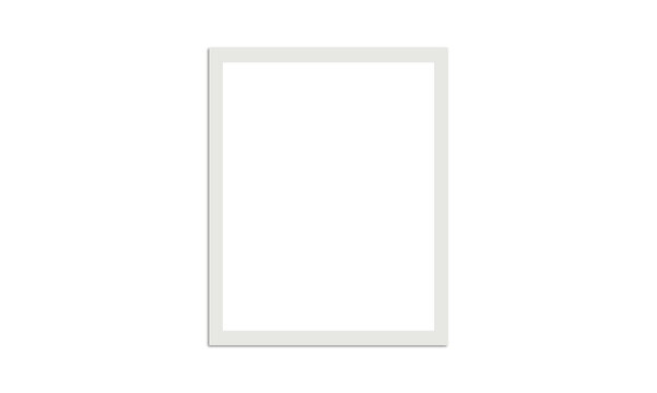 White minimalist border frame with soft shadow isolated on transparent checker background for photo presentation.