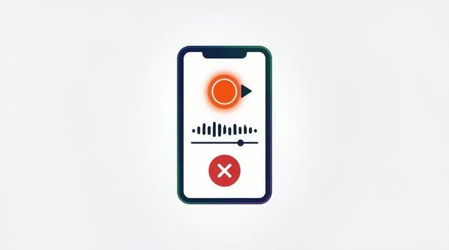 Smartphone recording screen overlay with waveform animation