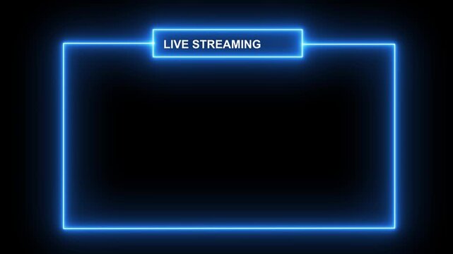 Live streaming neon text frame animation box frame neon frame live streaming game live. 4k animated video stream starting soon animation for live videos and gaming intros. streaming and broadcasting 