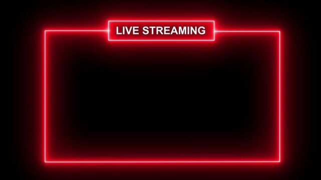 Live streaming neon text frame animation box frame neon frame live streaming game live. 4k animated video stream starting soon animation for live videos and gaming intros. streaming and broadcasting 