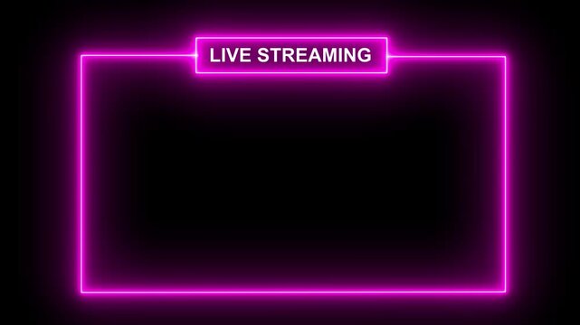Live streaming neon text frame animation box frame neon frame live streaming game live. 4k animated video stream starting soon animation for live videos and gaming intros. streaming and broadcasting 