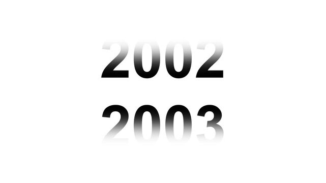 Dynamic scrolling progression timeline animation of 2000 to 2010 years. Scrolling Timeline 2010 Text Animation on Black Background. 4k