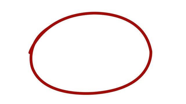 Hand-drawing oval frame circle animation white background, circle highlights with transparent background, Animated red circle drawn,marker pen style, Motion graphics of arrow highlight.4k motion video