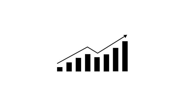 Motion animated footage. Statistics bars columns growth, arrow up. Finance, Bar graph going up, Profit concept, positive increase chart. Motion graphics of business graph concept. 4k motion video.