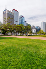 Fototapeta premium Hong Kong skyscraper panorama on a sunny day