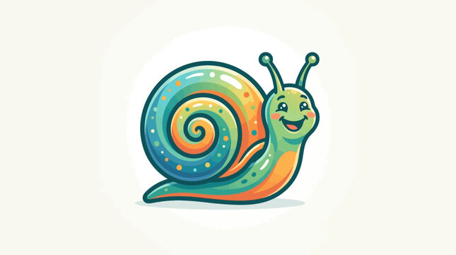 Colorful Snail Shell Animal Illustration.