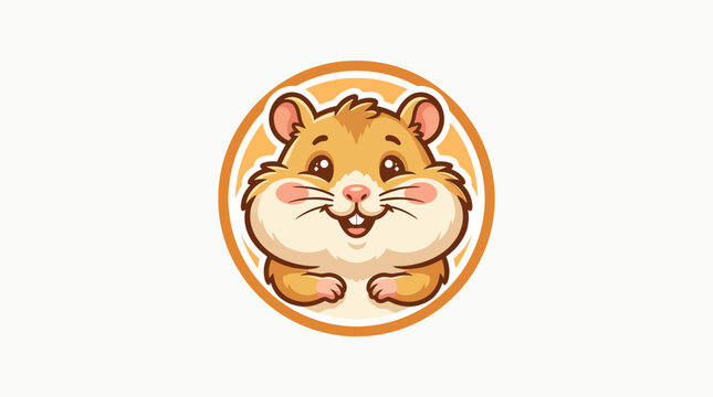 Cute Cartoon Hamster Face Closeup Portrait.