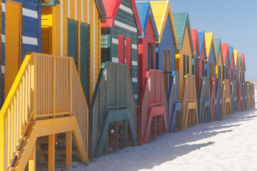 Fototapeta premium Colorful beach huts at Muizenberg Beach