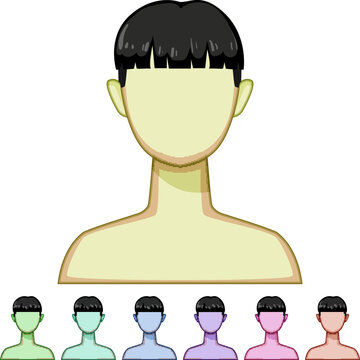 layers hairstyles for men cartoon. curls waves, braid bun, ponytail fringe layers hairstyles for men sign colorful illustration