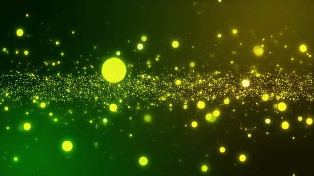 glowing microscopic particles in green fluid under uv light