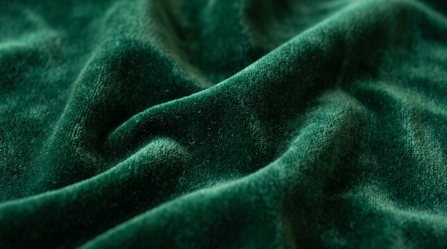 Close-up of green velvet fabric texture