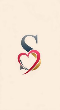 Elegant Letter S Heart Logo Centered on Warm Beige Background