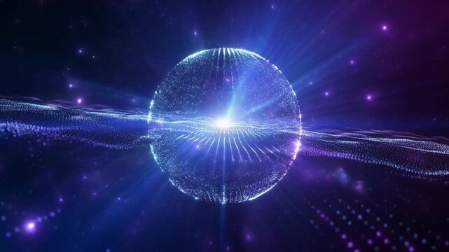 glowing orb floating in cosmic space with light rays