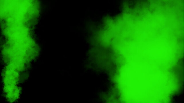 Green colored smoke cloud texture on dark background