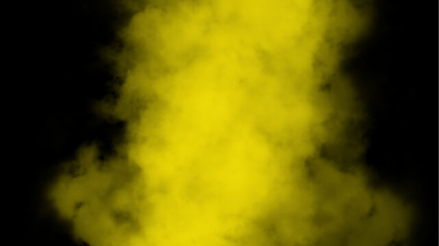 Abstract yellow smoke explosion on black background