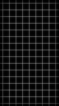 Minimalist white grid pattern on black background, abstract geometric motion, loop lines