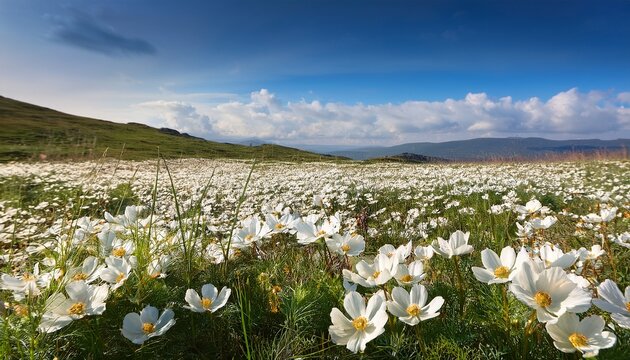 A Field Of White Flowers