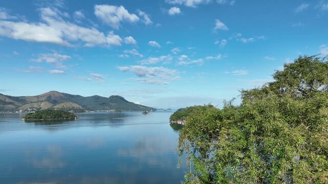 Angra dos Reis, Rio de Janeiro. Aerial view, establishing shot.