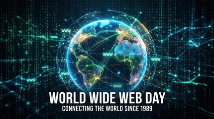 Fototapeta premium Digital earth globe with global network connections. World wide web data communication concept.