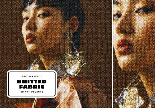 Knitted Fabric Photo Effect For Poster And Social Media Design