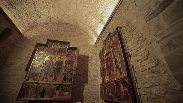 Seu Egara inside church paintings crane jib traveling Polecam Terrassa 1