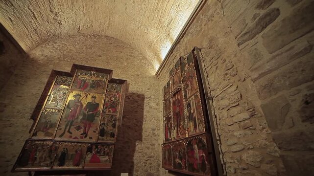 Seu Egara inside church paintings crane jib traveling Polecam Terrassa 2