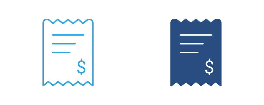 Receipt with dollar icon, payment receipt, invoice, billing document, accounting, vector illustratio
