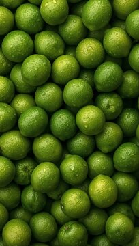 Fresh green limes arranged in a vibrant citrus pattern, creating a natural tropical fruit background with organic freshness.
