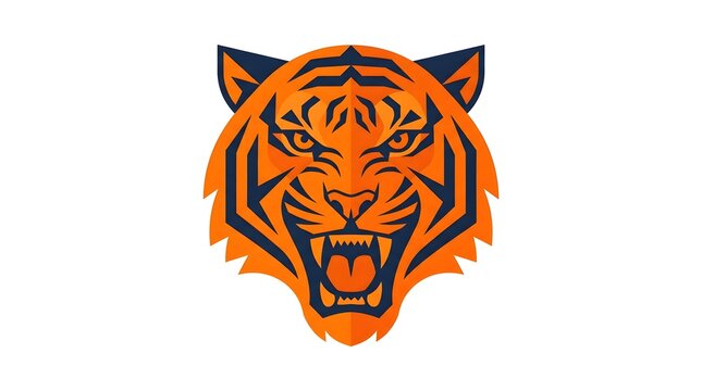 Bold geometric tiger head logo with fierce expression