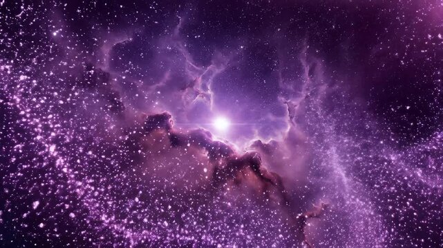 Deep space nebula with purple and pink cosmic gas clouds and stars