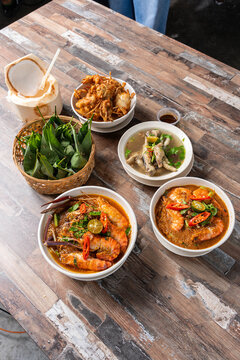 Malaysian Prawn Noodles and Side Dishes Feast