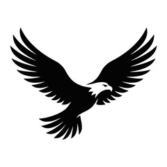 Naklejka premium Black Eagle in Flight Silhouette.
