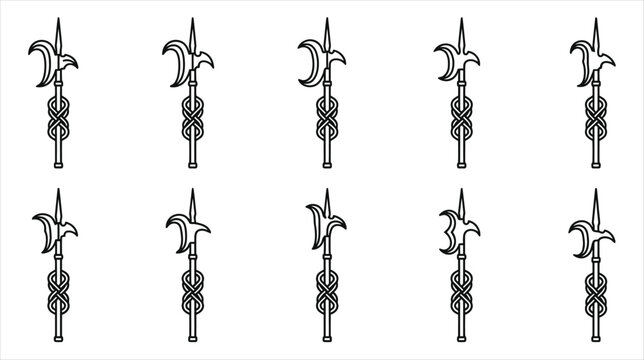 Professional asset sheet of medieval glaive and spear head icons collection on a white background