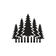 Obraz premium Black Silhouette Pine Trees Group.