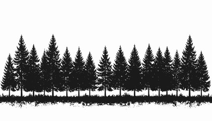 Evergreen trees in a row silhouette. © SITI