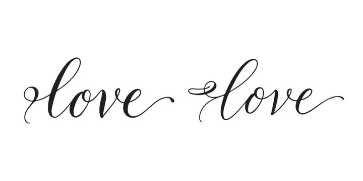Elegant cursive love word text design written in a beautiful fancy script font for wedding Vector
