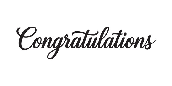 Black cursive script word congratulations written in a beautiful elegant handwritten font style Vector
