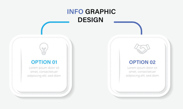 Clean vector infographic design with 2 steps for business presentation and workflow. creative process diagram with lightbulb and handshake icons. vector illustration.
