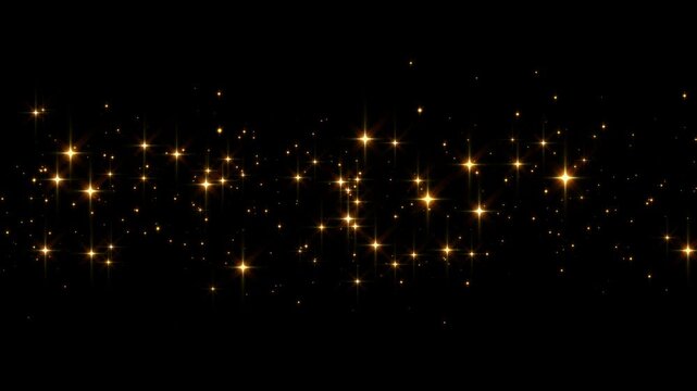golden stars and glowing glitter particle pattern isolated alpha channel animation, gold sparkle overlay ertical social media motion design element