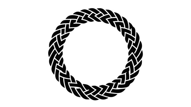 Vector illustration of circular braided rope border design element on a transparent background