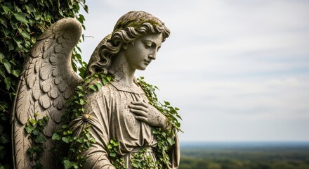 Fototapeta premium Weathered Stone Angel Statue Gigapixel View