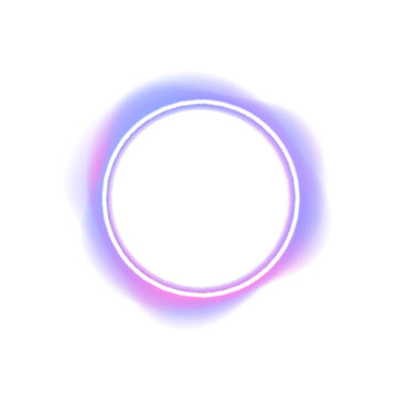 Glowing neon circle with pink and violet gradients. Smooth waves create depth. Futuristic PNG design for digital technology projects.
