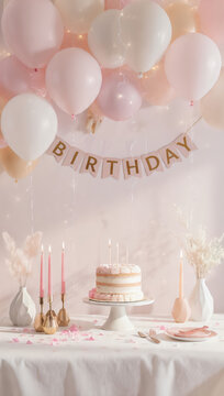Asthetic modern happy birthday party decorations theme 