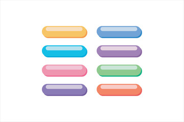 Fototapeta premium Colorful rounded button set with glossy style and soft shadows. Modern UI elements for websites, mobile apps, dashboards, games, and digital interface design. Vector illustration.