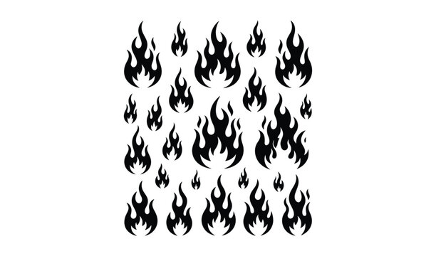 Black and white seamless pattern of stylized flames, fiery design, abstract fire illustration, high contrast graphic resource
