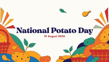 Fototapeta premium Colorful illustration celebrating national potato day with vibrant harvest baskets